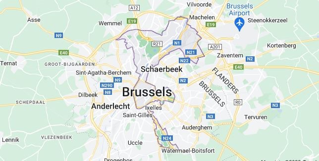 Map of Brussels, Belgium