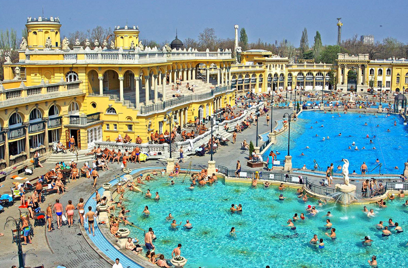 Summer bath in Budapest, Hungary