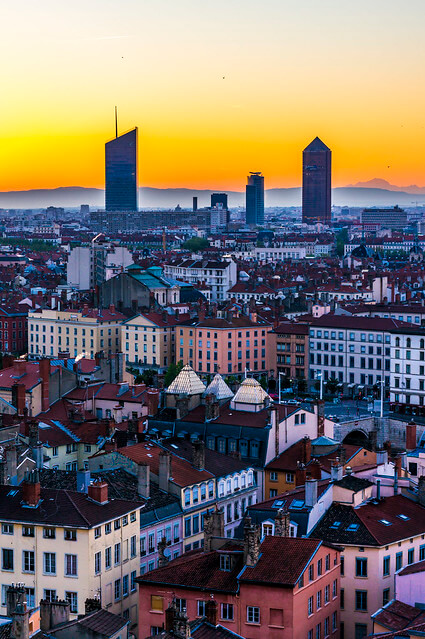 sunset in Lyon, France