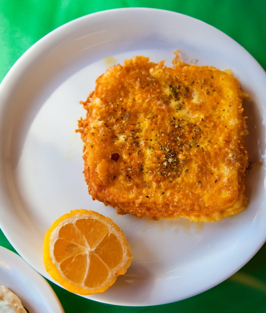 Greek food- saganaki